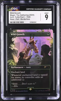 MTG SLD Wild Growth #7049 CGC MINT 9 Foil Borderless The Last of Us PlayStation - Image 1