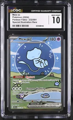 CGC 10 GEM MINT Mew ex 2024 Paldean Fates 232/091 SIR Pokemon Card - Image 1