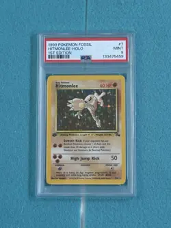 1999 Pokemon Fossil Hitmonlee Holo 1st Edition #7 PSA 9 - Image 1