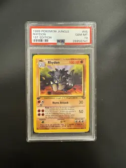 1st Edition Rhydon 45/64 Pokemon Jungle PSA 10 - Image 1