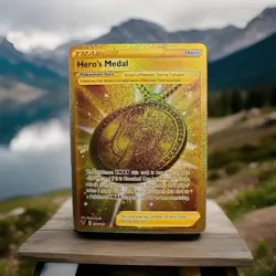 Hero’s Medal Gold Secret Rare 201/185 Pokemon Tool Trainer Vivid Voltage - Image 1