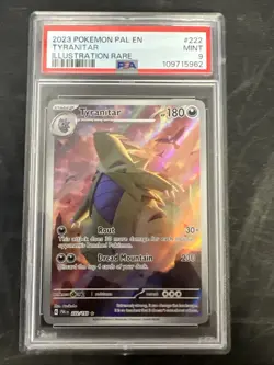 Pokemon TCG Paldea Evolved Tyranitar Card 222/193 Illustration Rare, PSA 9 - Image 1