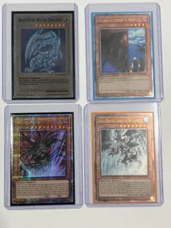 Yugioh Quarter Century Rare & ALL METAL Blue Eyes White Dragon Fan Art Card Lot - Image 1