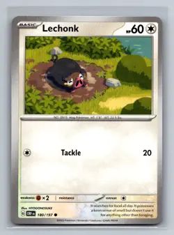 Lechonk Normal Common SV03: Obsidian Flames OBF Colorless 180/197 Pokemon Card T - Image 1
