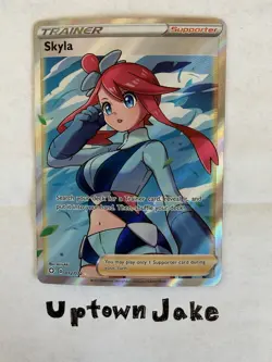 Pokemon TCG Skyla Trainer Shining Fates Holo Full Art Ultra Rare Card 072/072 - Image 1