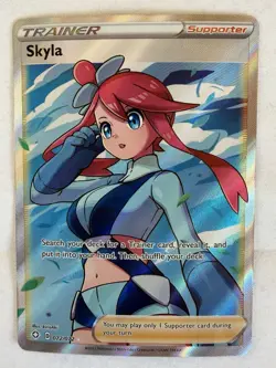 Pokemon TCG Skyla Trainer Shining Fates Holo Full Art Ultra Rare Card 072/072 - Image 2