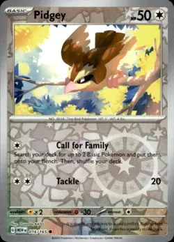 Pokemon Pidgey Common Reverse Holo MEW 016/165 NM - Image 1