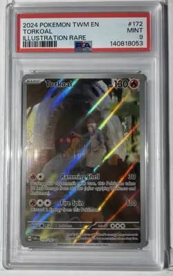 PSA 9 MINT POKEMON TWM EN-TWILIGHT MASQUERADE ILLUSTRATION RARE #172 TORKOAL - Image 1