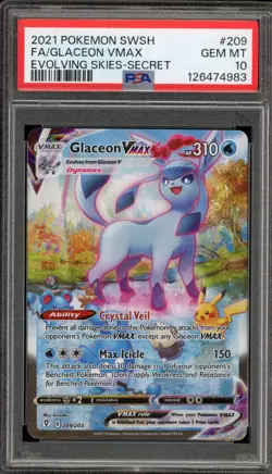 Pokemon Glaceon VMAX Evolving Skies Secret Rare Full Alt Art #209 PSA 10 - Image 1