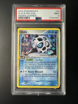 2004 Pokemon Ex Hidden Legends #34 Glalie 34/101 Reverse Foil PSA 9 MINT - Image 1