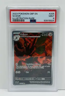 🔥2023 POKEMON OBF EN-OBSIDIAN FLAMES #205 SCIZOR ILLUSTRATION RARE PSA 9!🔥 - Image 1