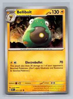 Bellibolt Normal Uncommon SV03: Obsidian Flames OBF Lightning 077/197 Pokemon Ca - Image 1