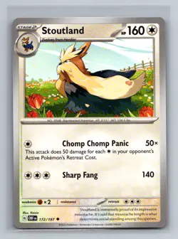 Stoutland Normal Uncommon SV03: Obsidian Flames OBF Colorless 172/197 Pokemon Ca - Image 1