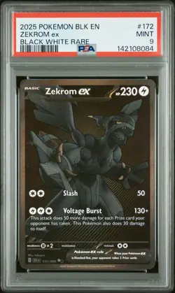 2025 POKEMON BLK EN-BLACK BOLT BLACK WHITE RARE #172 ZEKROM EX PSA 9 - Image 1