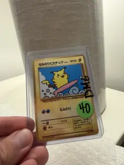 Surfing Pikachu Vintage Japanese Print No Rarity Played Card Pokemon TCG - Image 1