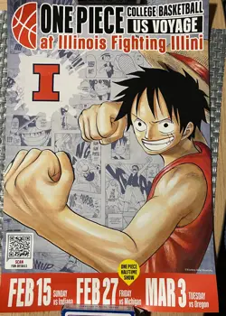 Illinois One Piece College Basketball Card And Poster Monkey D Luffy - Image 3