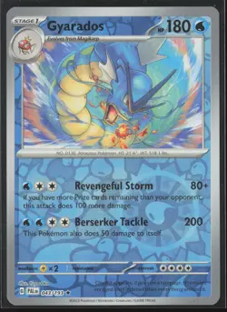 Gyarados Rare SV02: Paldea Evolved 043/193 NM Pokemon Card Reverse Holo - Image 1
