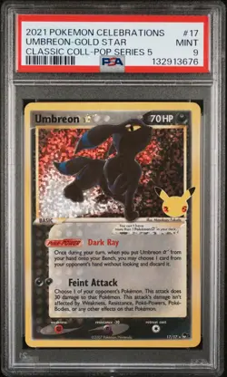 2021 POKEMON CELEBRATIONS CLASSIC COLLECTION #17 UMBREON-GOLD STAR PSA 9 - Image 1