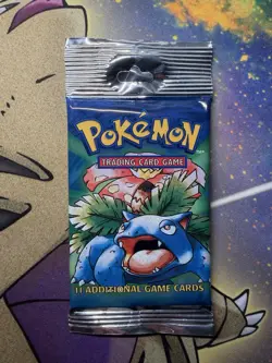 Pokemon Base Set Booster Pack Long Crimp/Hanger Unopened - Image 1