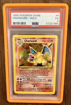 1999 POKEMON BASE SET UNLIMITED #4 CHARIZARD-HOLO PSA 3 (with slab holder) - Image 4