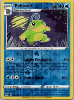Pokemon Politoed SWSH11: Lost Origin 032/196 Near Mint NM Reverse Holo - Image 1