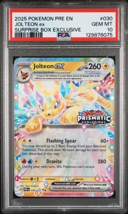 2025 POKEMON PRE EN-PRISMATIC EVOLUTIONS #030 JOLTEON EX PSA 10 - Image 1