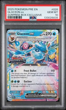 2025 POKEMON PRE EN-PRISMATIC EVOLUTIONS #026 GLACEON EX PSA 10 - Image 1