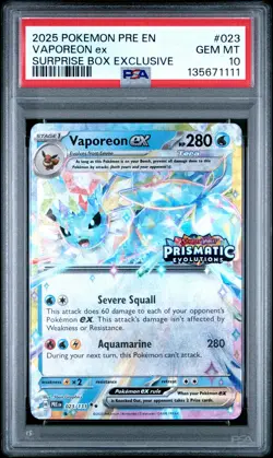 2025 POKEMON PRE EN-PRISMATIC EVOLUTIONS #023 VAPOREON EX PSA 10 - Image 1