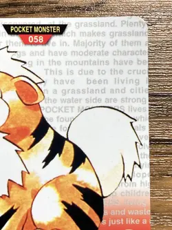 Pokemon Carddass Card Growlithe File No.58 Bandai Pocket Monsters Red ver. 1996 - Image 4