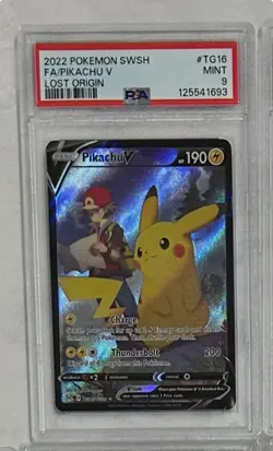 Pokemon Cards Pikachu V Tg16/Tg30 PSA 9 Lost Origin Trainer Gallery Swsh11 Holo - Image 1