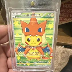 Pokemon Poncho-Wearing Pikachu Charizard Costume 208/XY-P Promo Japanese Card - Image 1