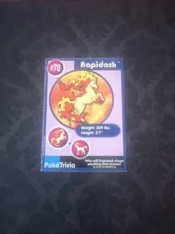 Pokemon - 1999 Burger King PokeTrivia Promo Card - Rapidash #78 - Image 1