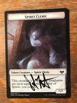 Magic the Gathering MTG Spirit Cleric Token Innistrad signed NM - Image 1