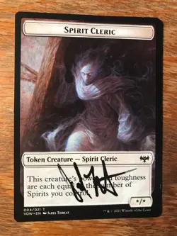 Magic the Gathering MTG Spirit Cleric Token Innistrad signed NM - Image 2