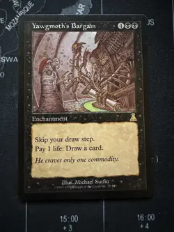 MTG Yawgmoth's Bargain LP From Urza's Destiny Magic Light Play - Image 1