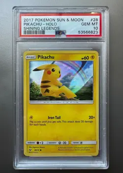 2017 Pokemon Sun & Moon Pikachu Shining Legends HOLO PSA 10 GEM MINT - Image 1