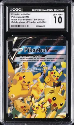 2021 POKEMON BLACK STAR PROMOS #SWSH139 PIKACHU V-UNION CGC 10 GEM MINT - Image 1