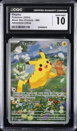 2024 POKEMON BLACK STAR PROMOS ADVENTURE CHEST #088 PIKACHU CGC 10 GEM MINT - Image 1