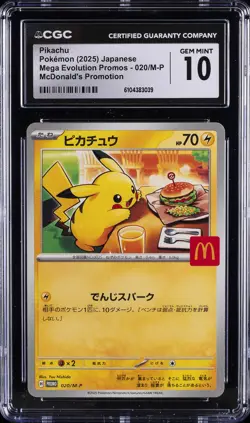 2025 POKEMON JPN MEGA EVOLUTION MCDONALDS PROMOS #20 PIKACHU CGC 10 GEM MINT - Image 1