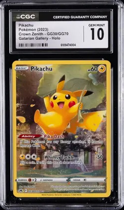 2023 POKEMON CROWN ZENITH GALARIAN GALLERY HOLO PIKACHU CGC 10 GEM MINT - Image 1