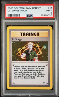 2000 POKEMON GYM HEROES #17 LT. SURGE-HOLO 17/132 PSA 9 - Image 1