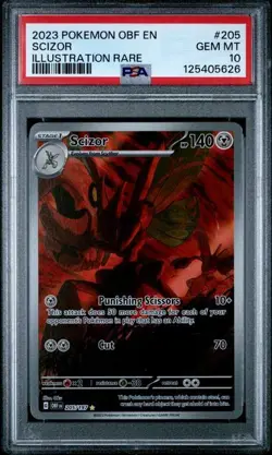 Scizor 2023 Pokemon Obsidian Flames Illustration Rare 205-197 PSA 10 GEM MINT - Image 1