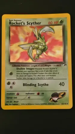 Pokemon TCG Gym Heroes Rocket’s Scyther 13/132 Holo Swirl Rare 1999-2000 WoTC - Image 1