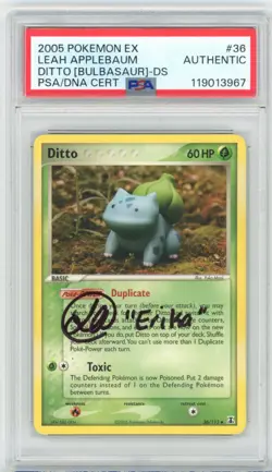 PSA Signed Leah Applebaum Pokemon Ditto (Bulbasaur) 36/113 Delta Species Regular - Image 1