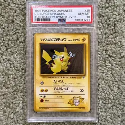 1998 Pokemon Kuchiba City Gym Deck Lt. Surge's lv 15 Pikachu PSA 10 POP 101 - Image 1