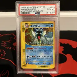 Pokemon Gyarados Mysterious Mountains 1st Edition Japanese Card 2002 Holo PSA 10 - Image 1