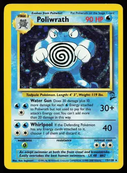 Poliwrath 15/130 Holo Rare Base Set 2 Pokemon Card - Image 1