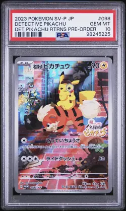 2023 Jpn Detective Pikachu Returns Pre Order Promo #098 PSA 10 Pokemon - Image 1