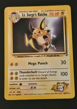 Pokemon TCG Lt. Surge's Raichu Gym Heroes 28/132 - LP - Image 1