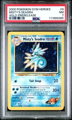 2000 POKEMON GYM HEROES HOLO-PRERELEASE #9 MISTY'S SEADRA PSA 7 - Image 1